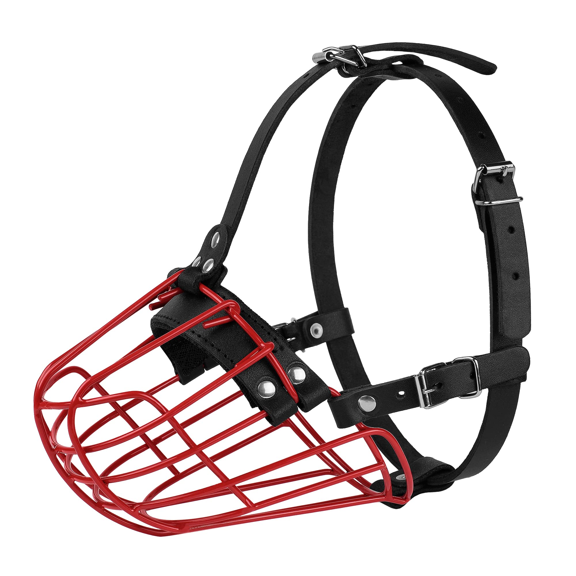 Budkas pitbull muzzle wire basket ensures ample ventilation during walks.