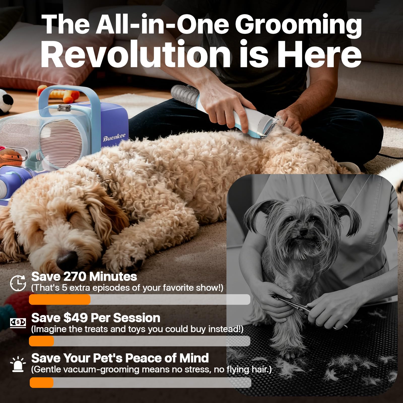 Buenkee dog grooming kit cleaning attachments for post-groom care