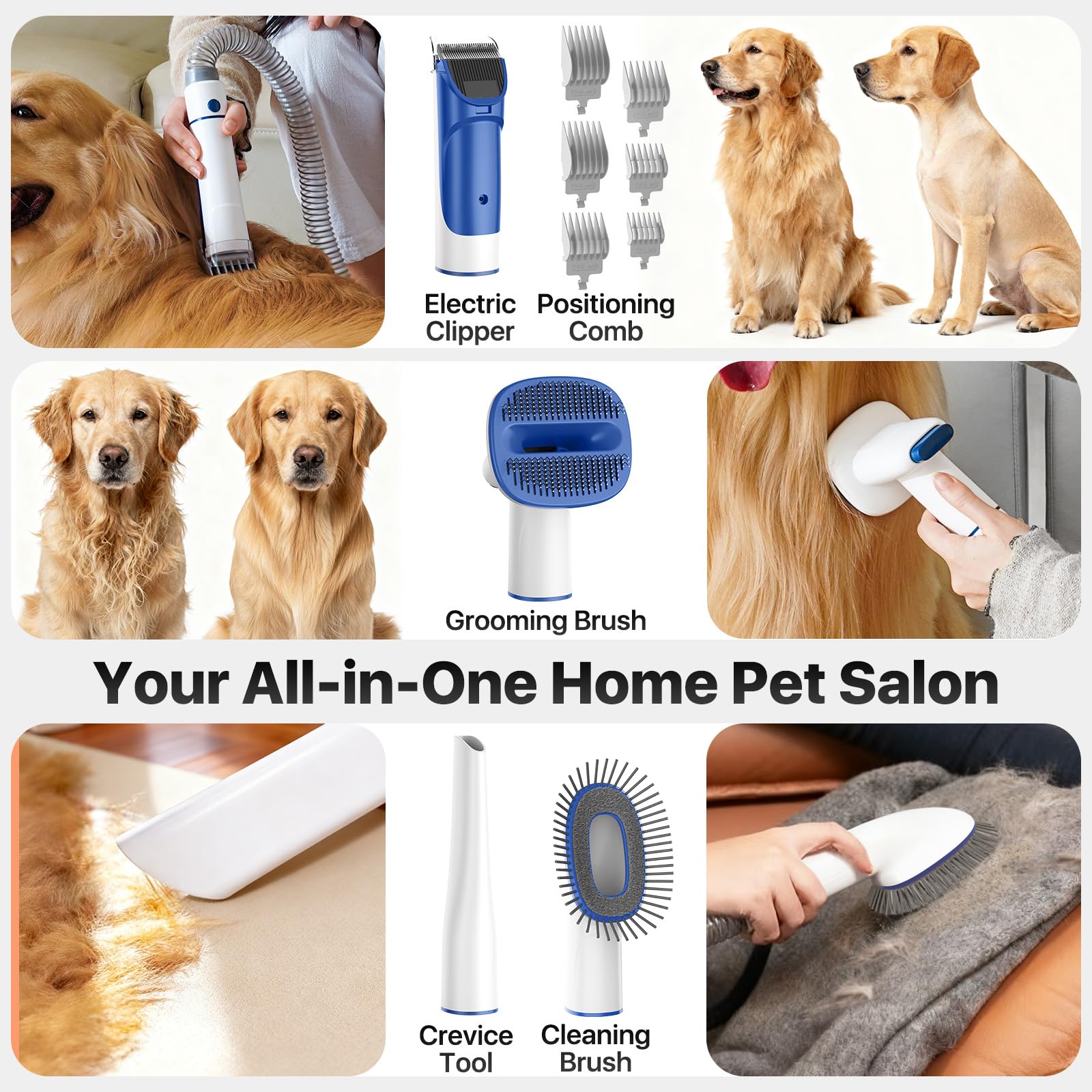 Buenkee dog grooming kit guards and combs enable versatile styling options