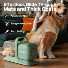 Buenkee quiet grooming vacuum operates softly to comfort dogs