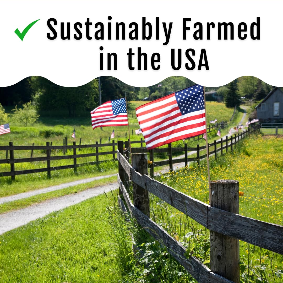 Buff Clucks GrubFuel USA grown label, proudly produced in the USA.