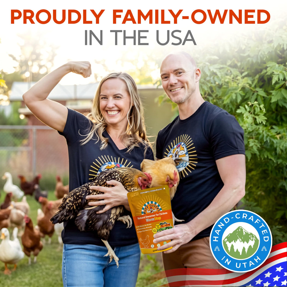 Buff Clucks WormStop USA-made badge signaling quality and domestic production