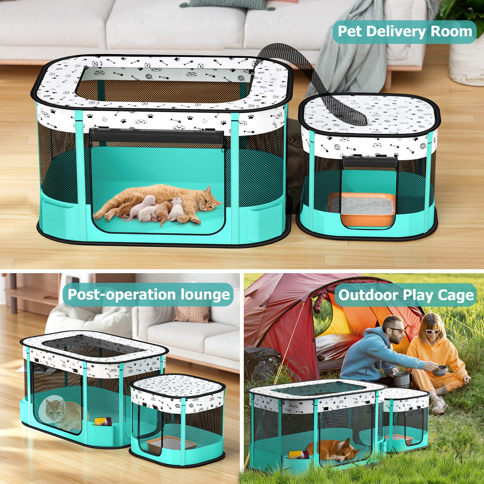 Bufor playpen includes side pockets for storing essentials.