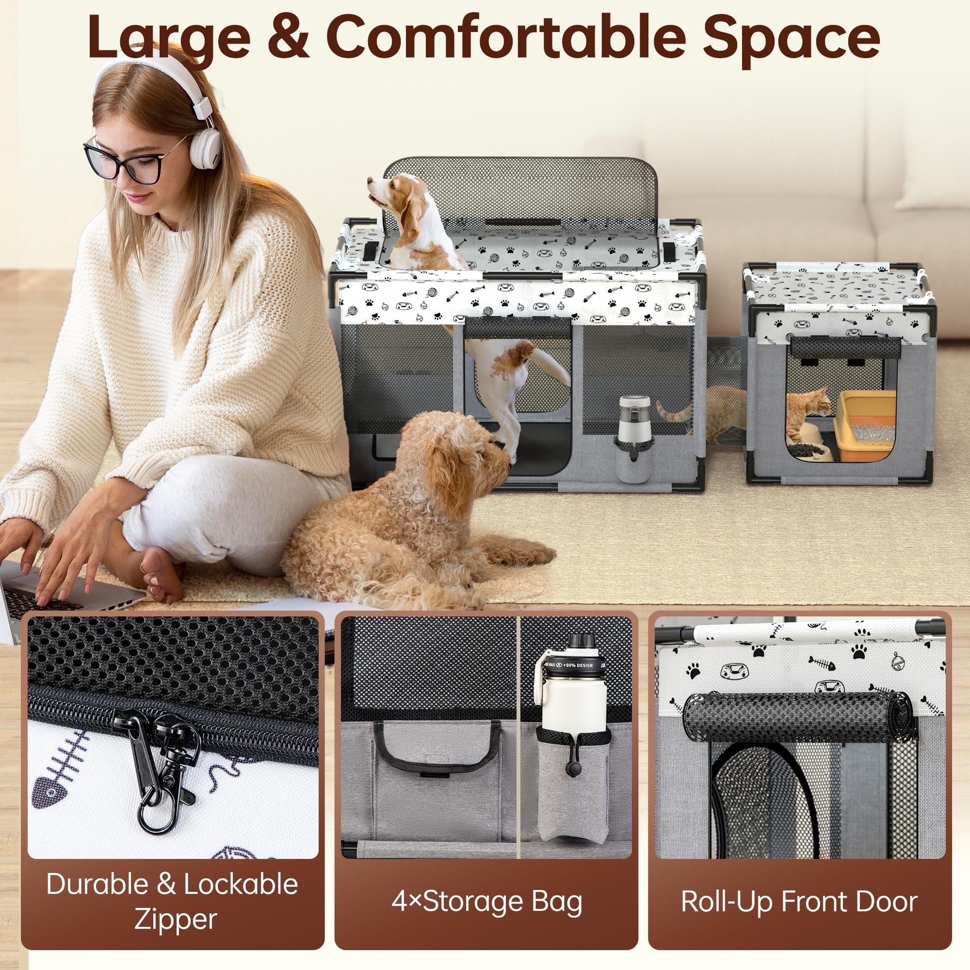 BUFOR large 39x24x22 inches interior for multiple pets.
