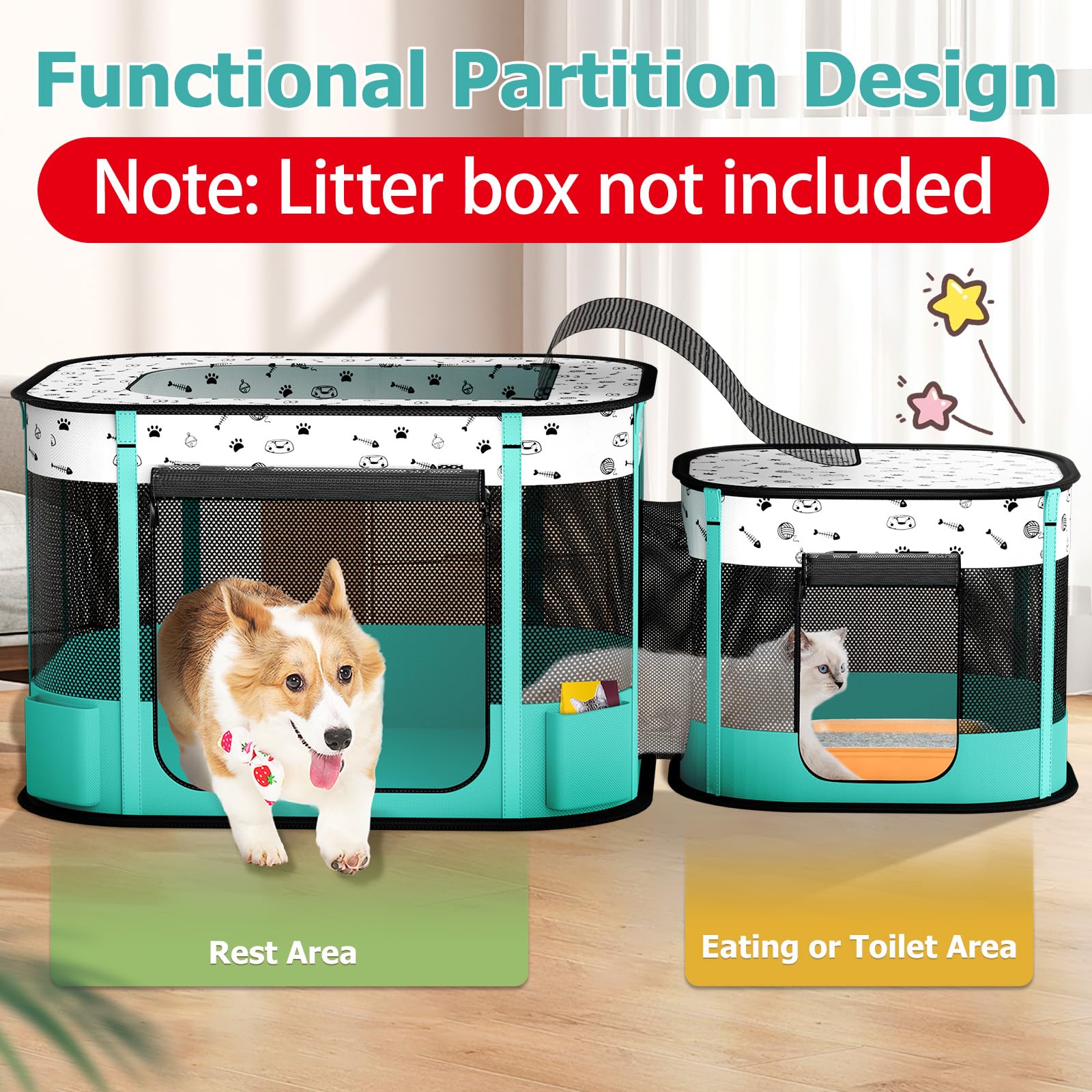 Bufor portable cat playpen demonstrates quick setup for busy homes.