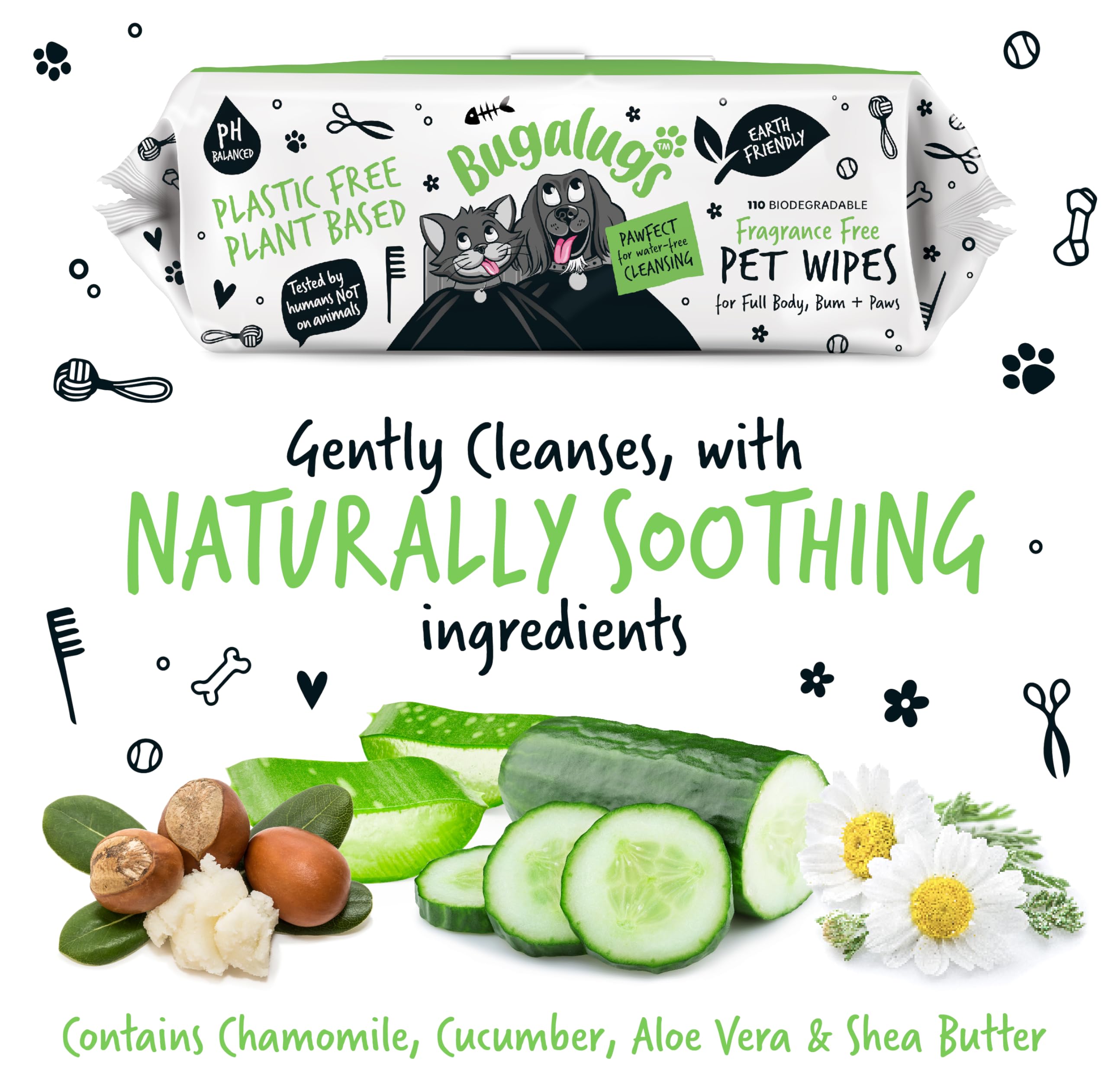 Fragrance-free BUGALUGS formula with chamomile and aloe for gentle cleaning.