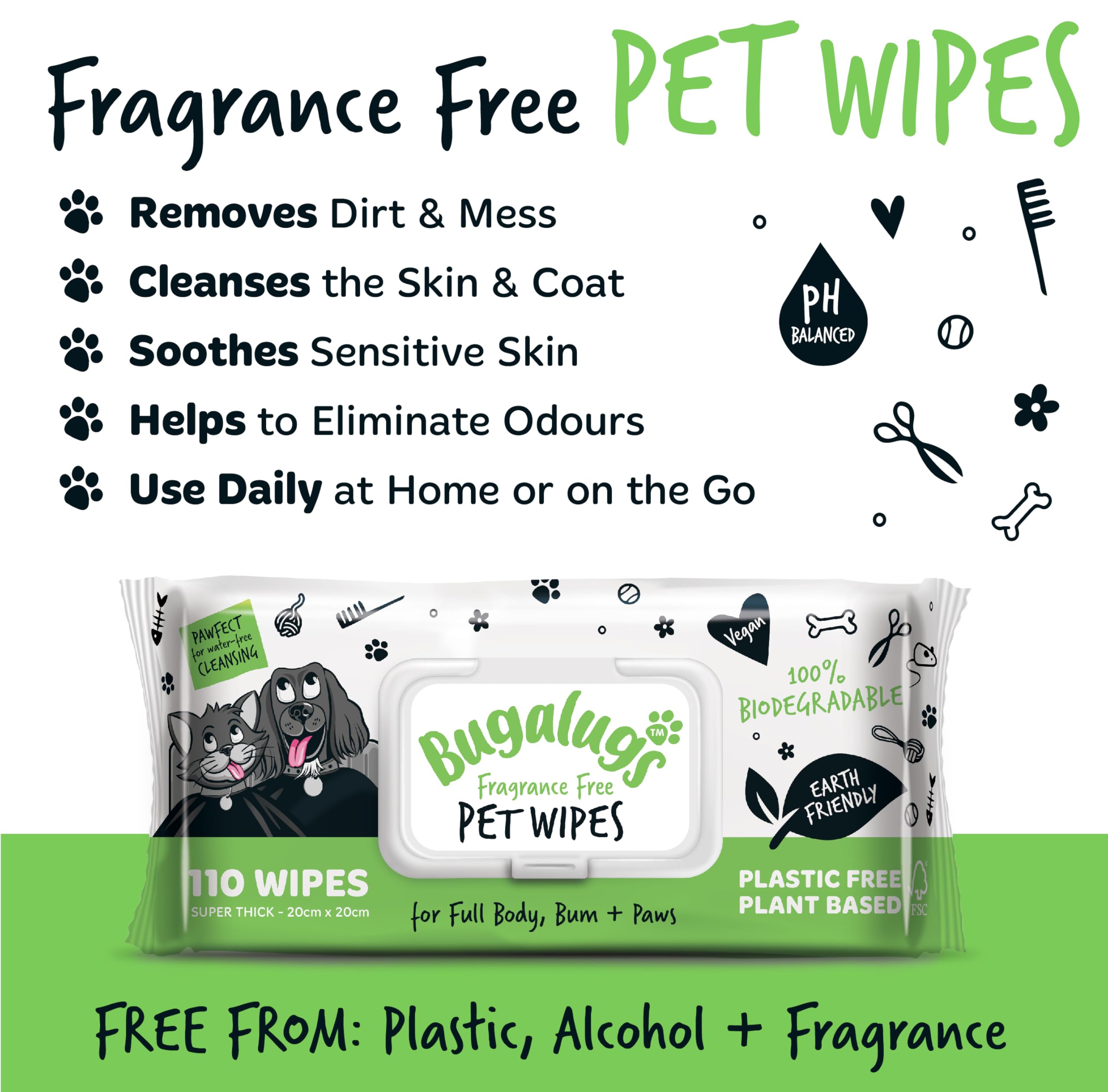 BUGALUGS wipes shown as a travel-friendly cleaning solution.
