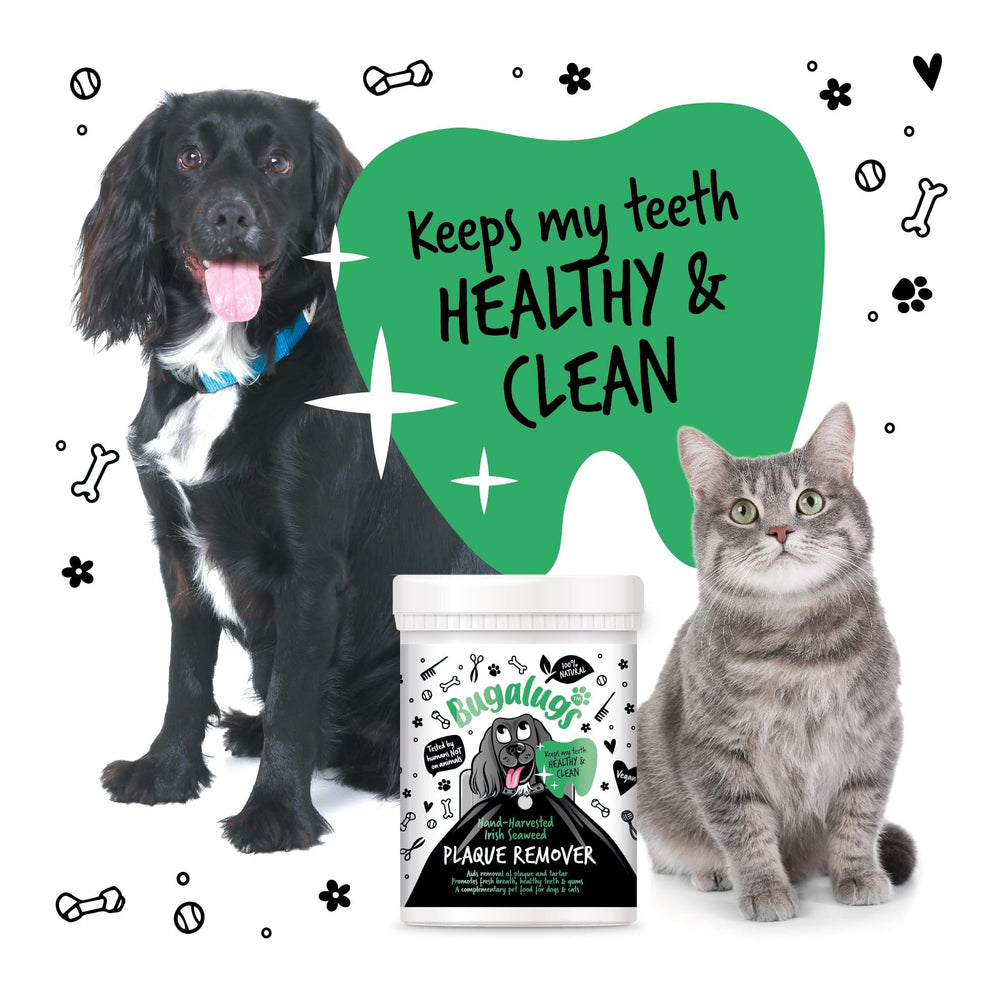 Add to treats for easier daily dental care with BUGALUGS Plaque Remover.