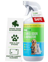 BugMD Enzyme Cleaner bottle front — fragrance-free formula for pet-friendly homes.