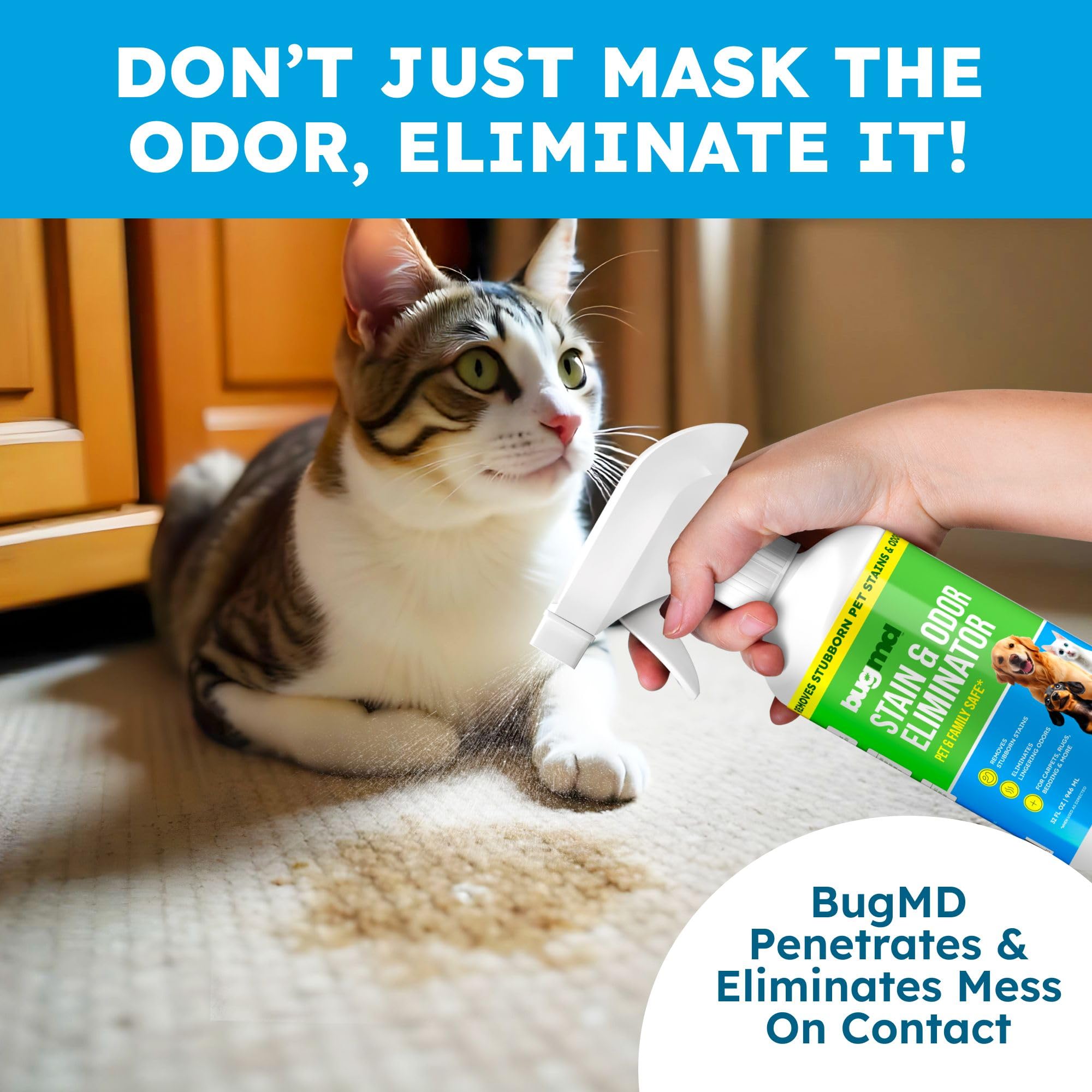 BugMD fragrance-free label for sensitive pets and households.