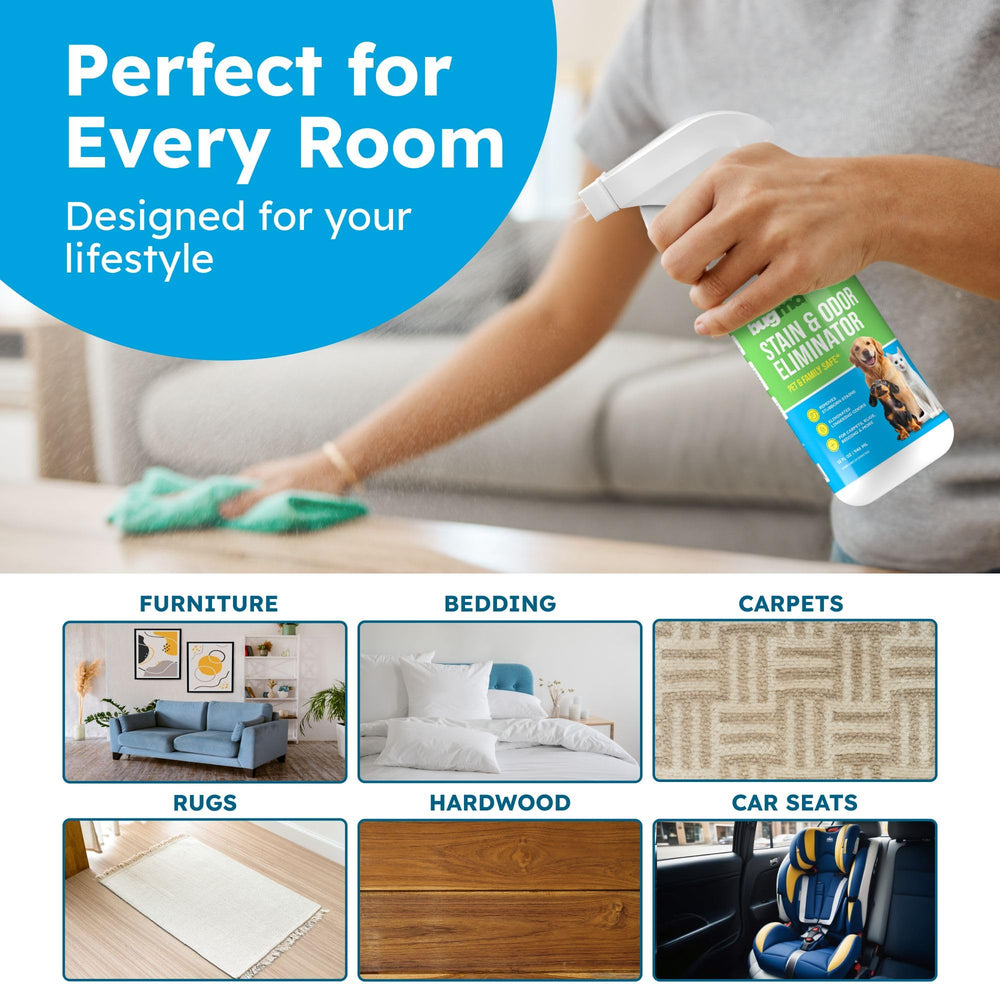 BugMD ready-to-use solution ideal for quick pet mess cleanup.
