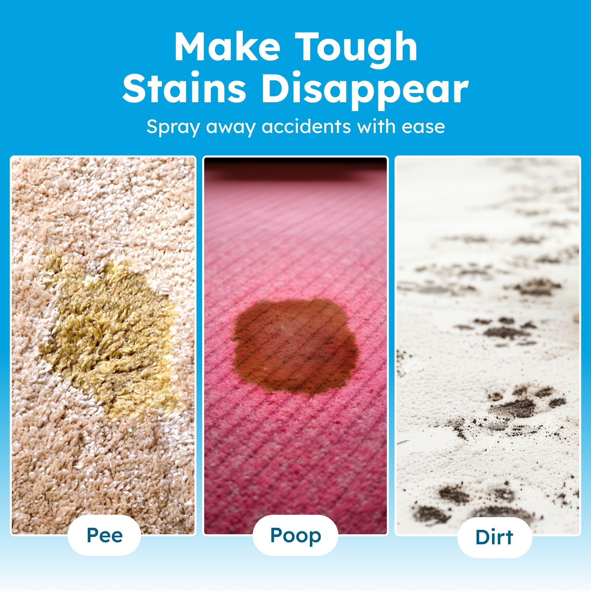 BugMD Enzyme Cleaner spray in action on a carpet stain.