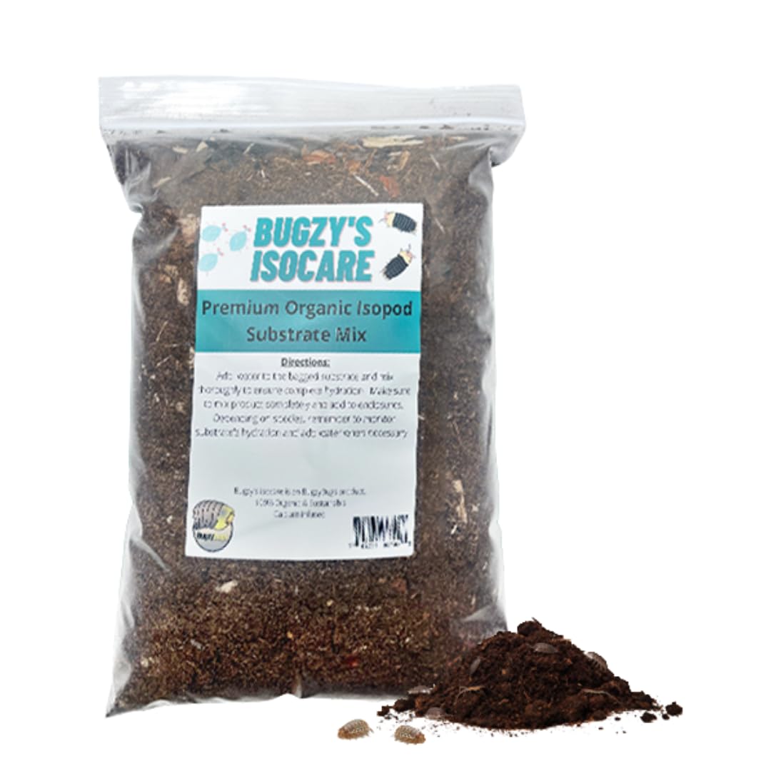 Bugzy Bugs humidity-friendly substrate maintains steady moisture in enclosure.