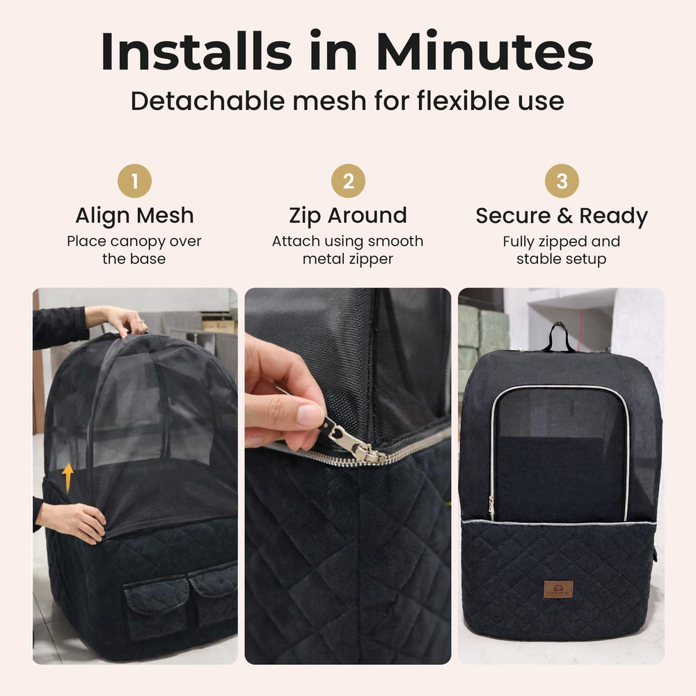 Builtora adjustable safety straps enable secure installation in most cars.