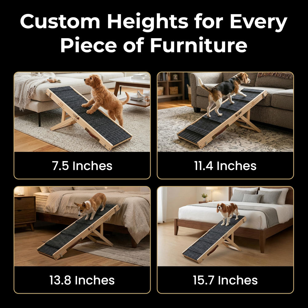 Builtora couch ramp with non-slip carpet for confident climbs.