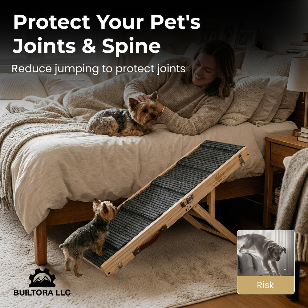 Builtora foldable dog stairs, lightweight and easy to store.