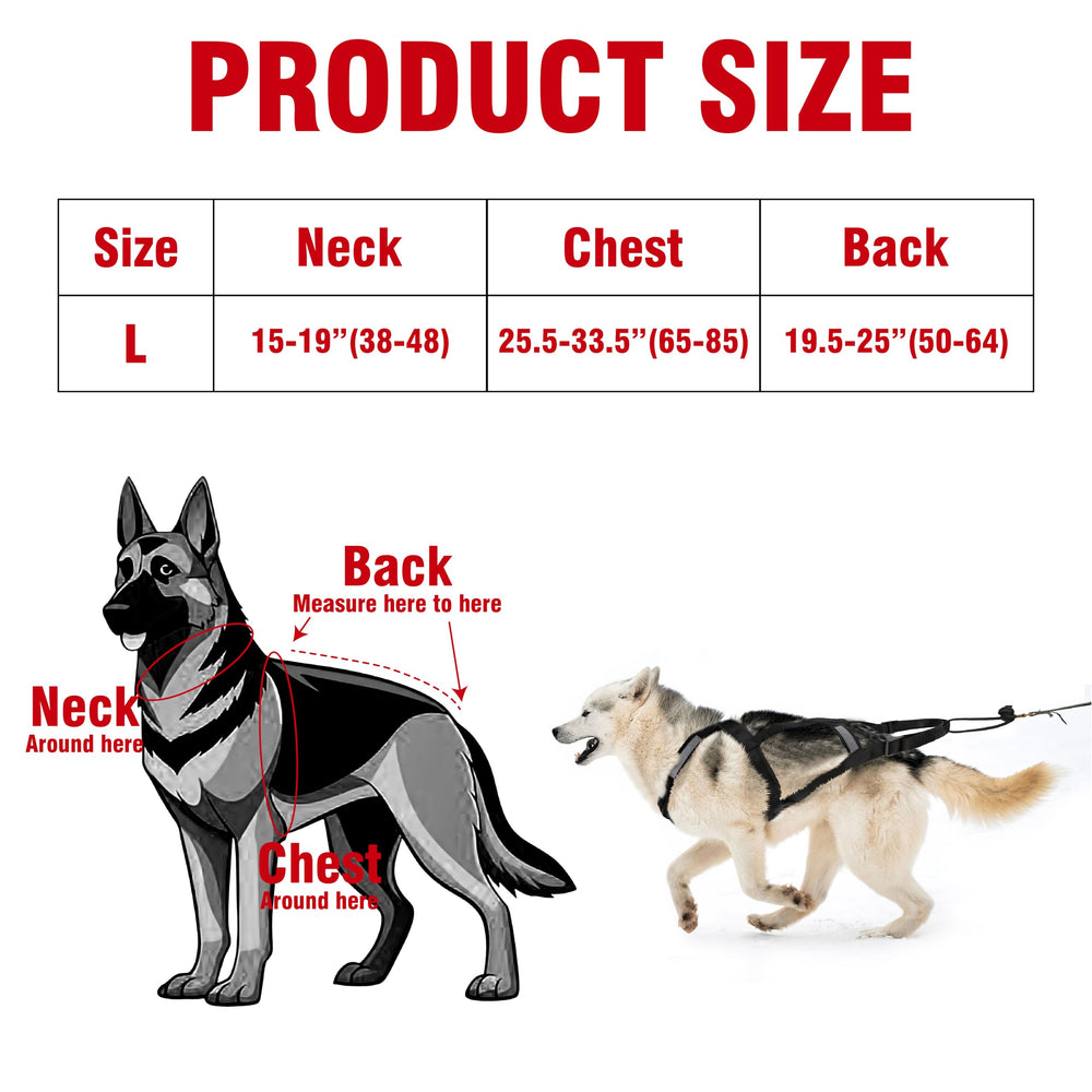 BuleVina dog pulling harness L ribcage padding for even pressure distribution
