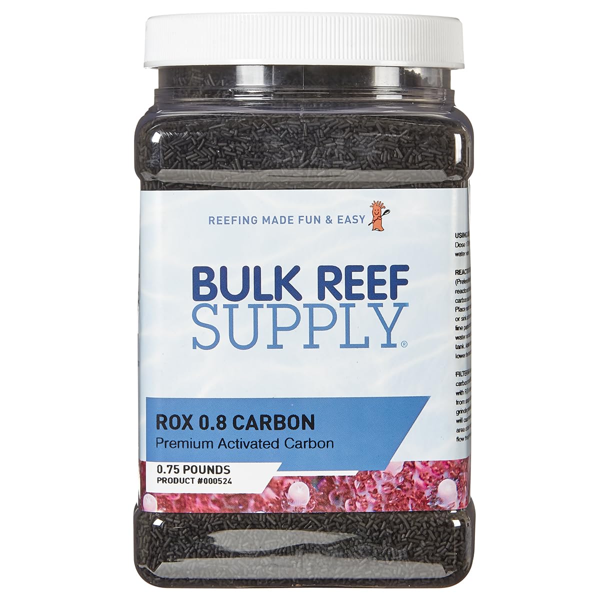 Bulk Reef Supply ROX 0.8 carbon pellets close-up highlighting adsorption surface