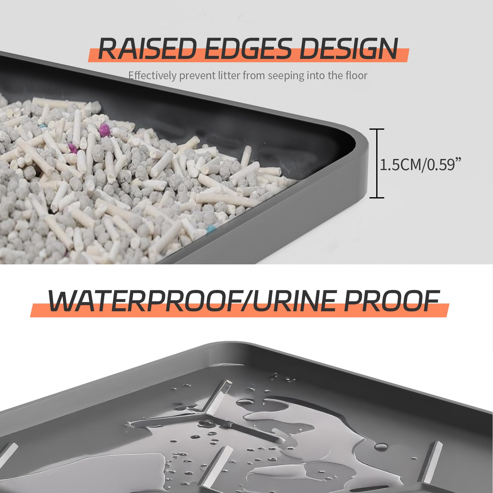 Bulkniu silicone cat litter mat with raised edges containment