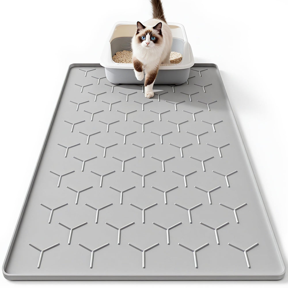 Bulkniu large silicone cat litter mat top view showing wide coverage for litter containment