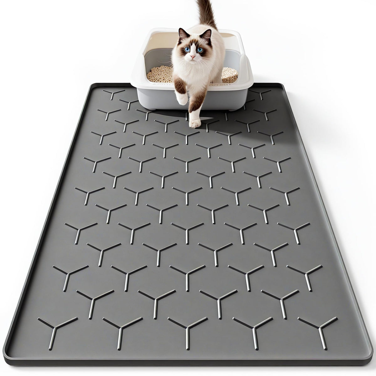 Bulkniu large silicone litter mat top view showing wide coverage and containment