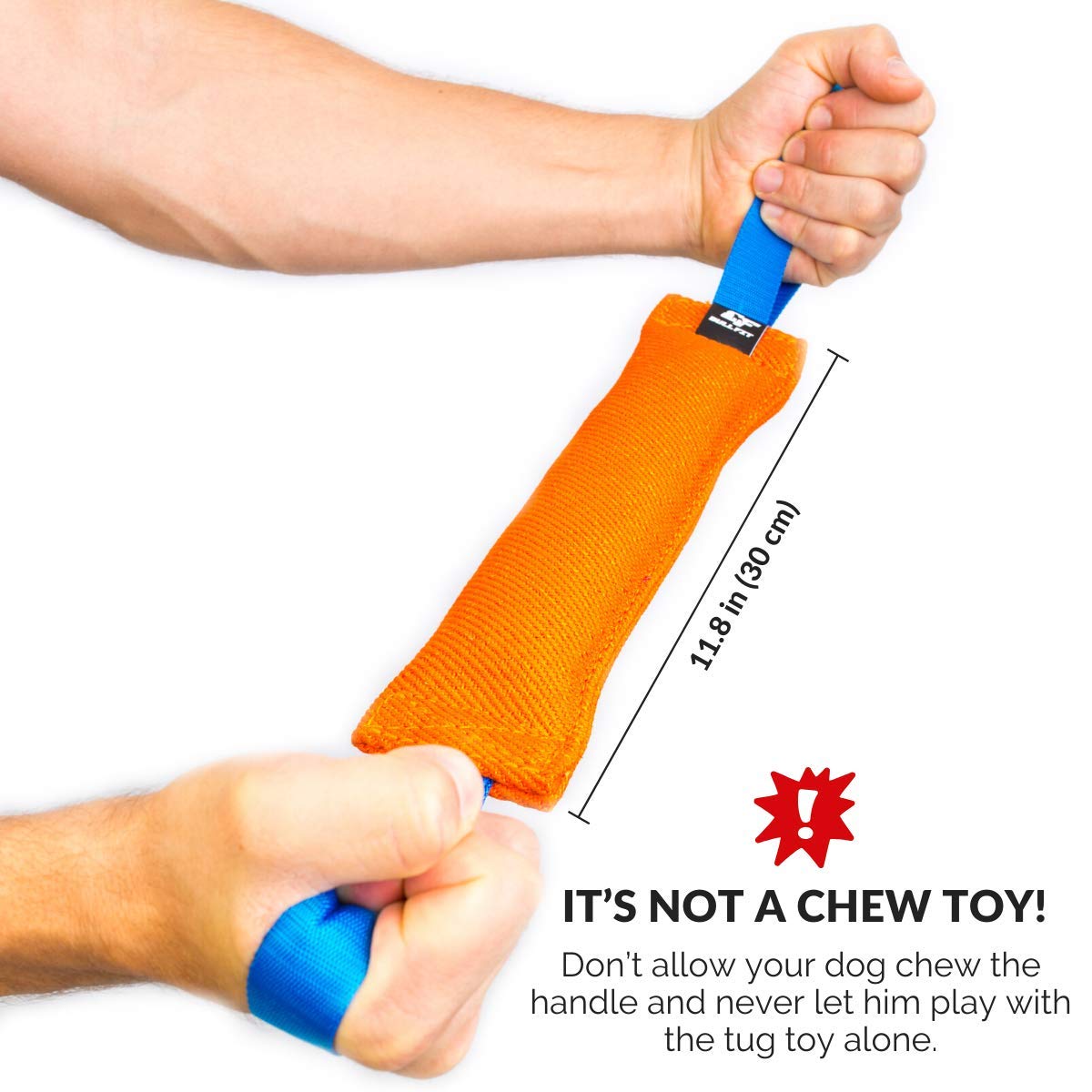 Medium to large dogs enjoying the Bull Fit linen tug during play