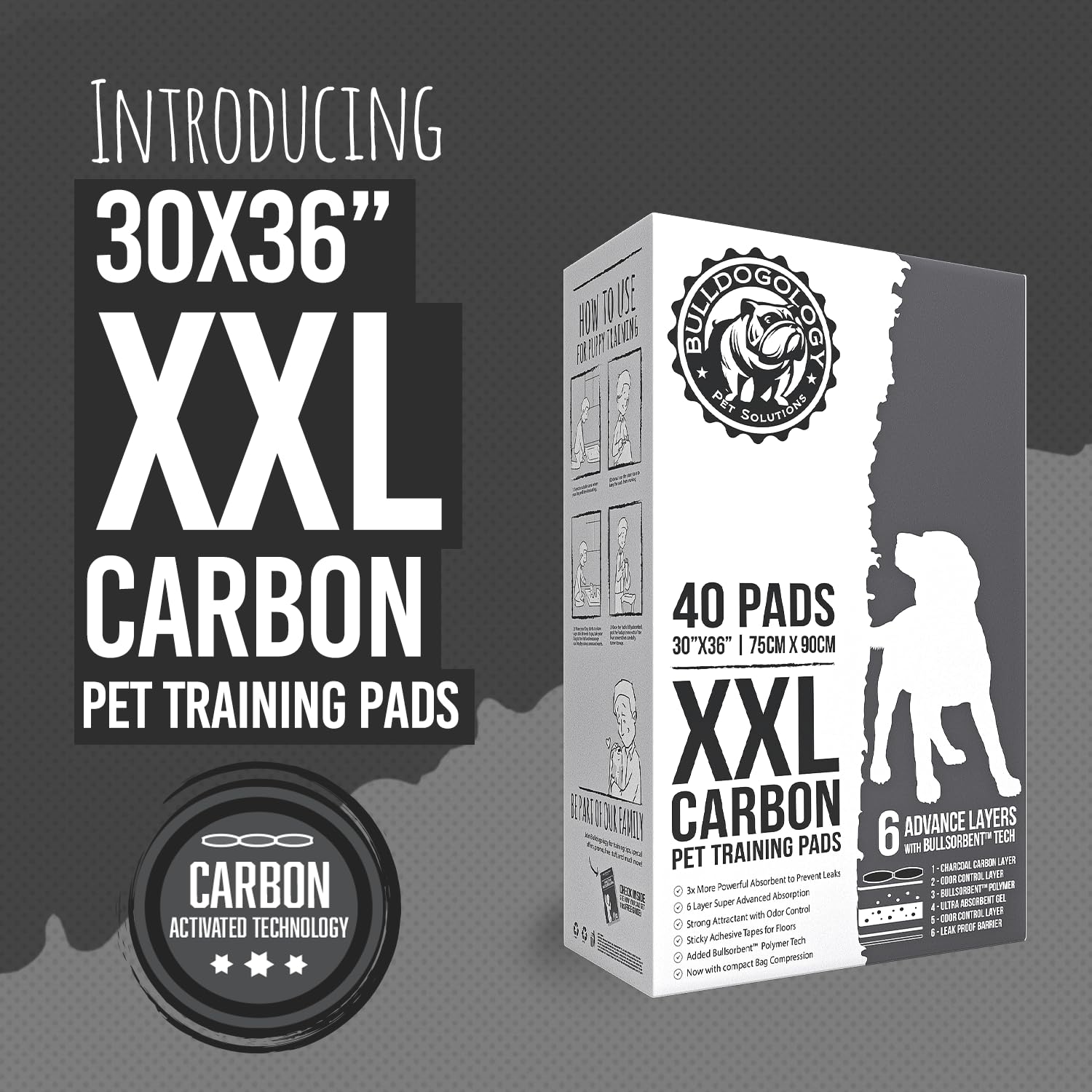 Bulldogology pee pad with adhesive tabs prevents shifting on floors.