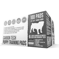 Bulldogology carbon black puppy pee pad 24x24 for quick absorption and easy housebreaking.