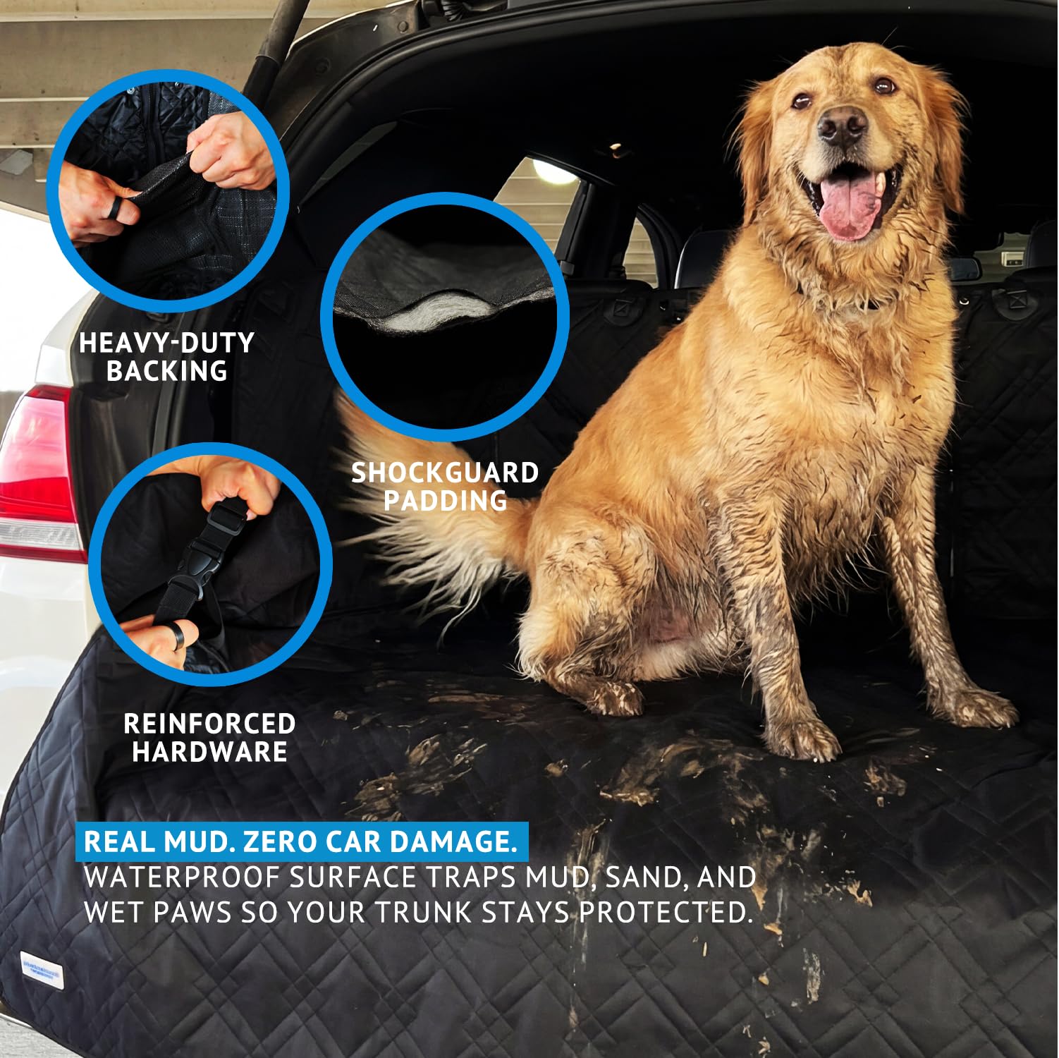 Bulldogology cargo liner with mesh window provides ventilation during trips
