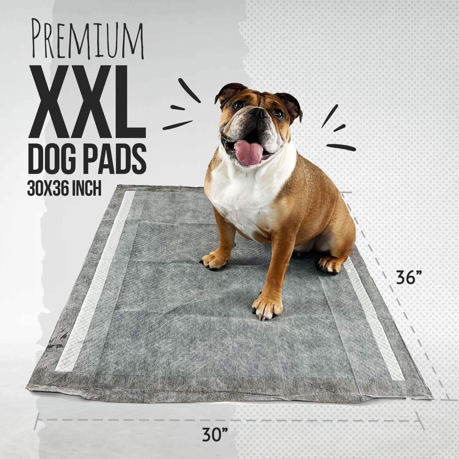 Bulldogology charcoal odor control on XXL pee pad.