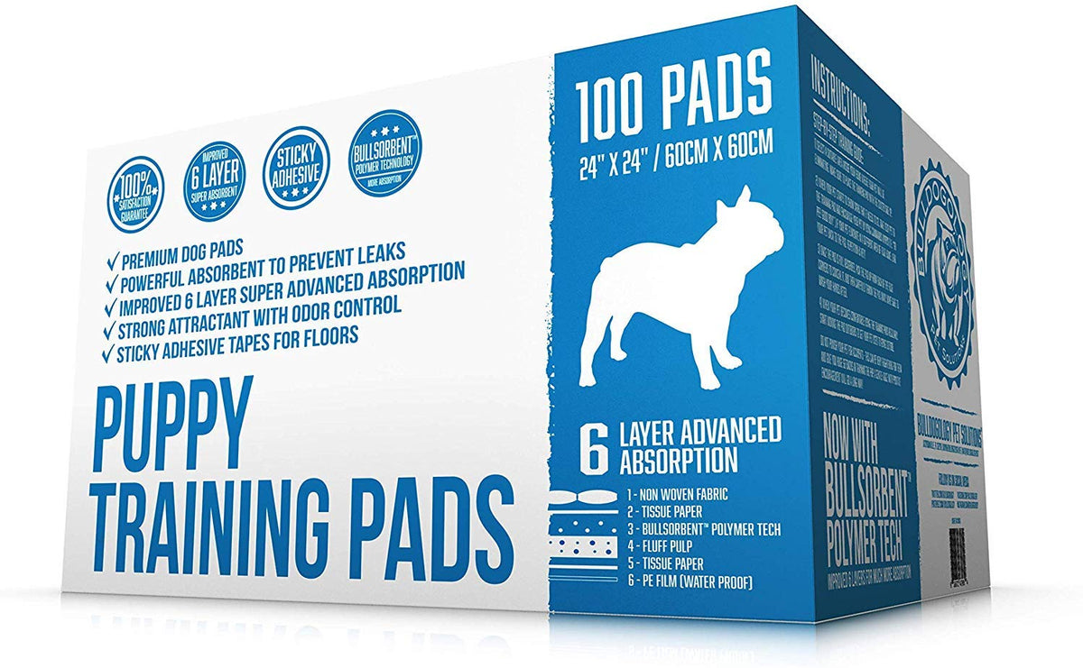 Bulldogology Puppy Training Pad with 6-layer absorbent core for fast drying.