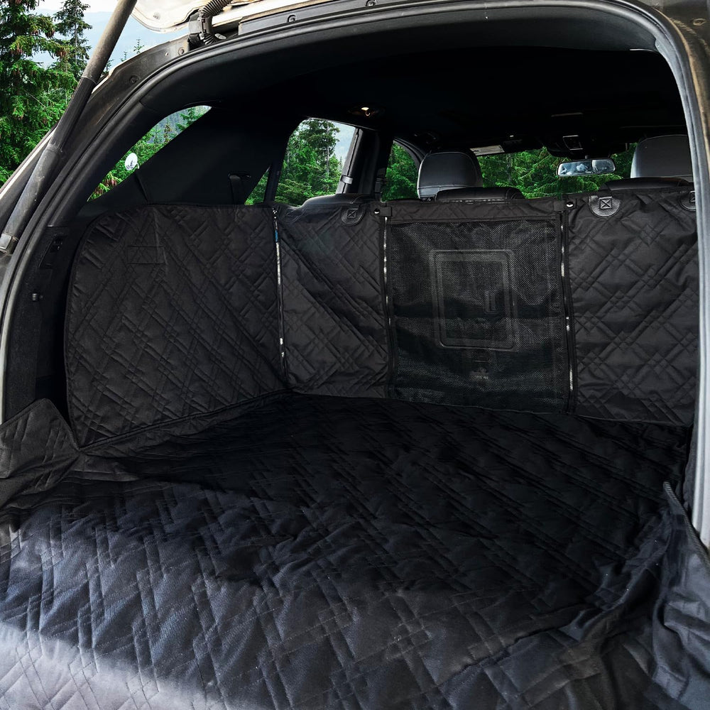 Bulldogology SUV cargo liner close-up 55x82 cover protecting trunk from dirt