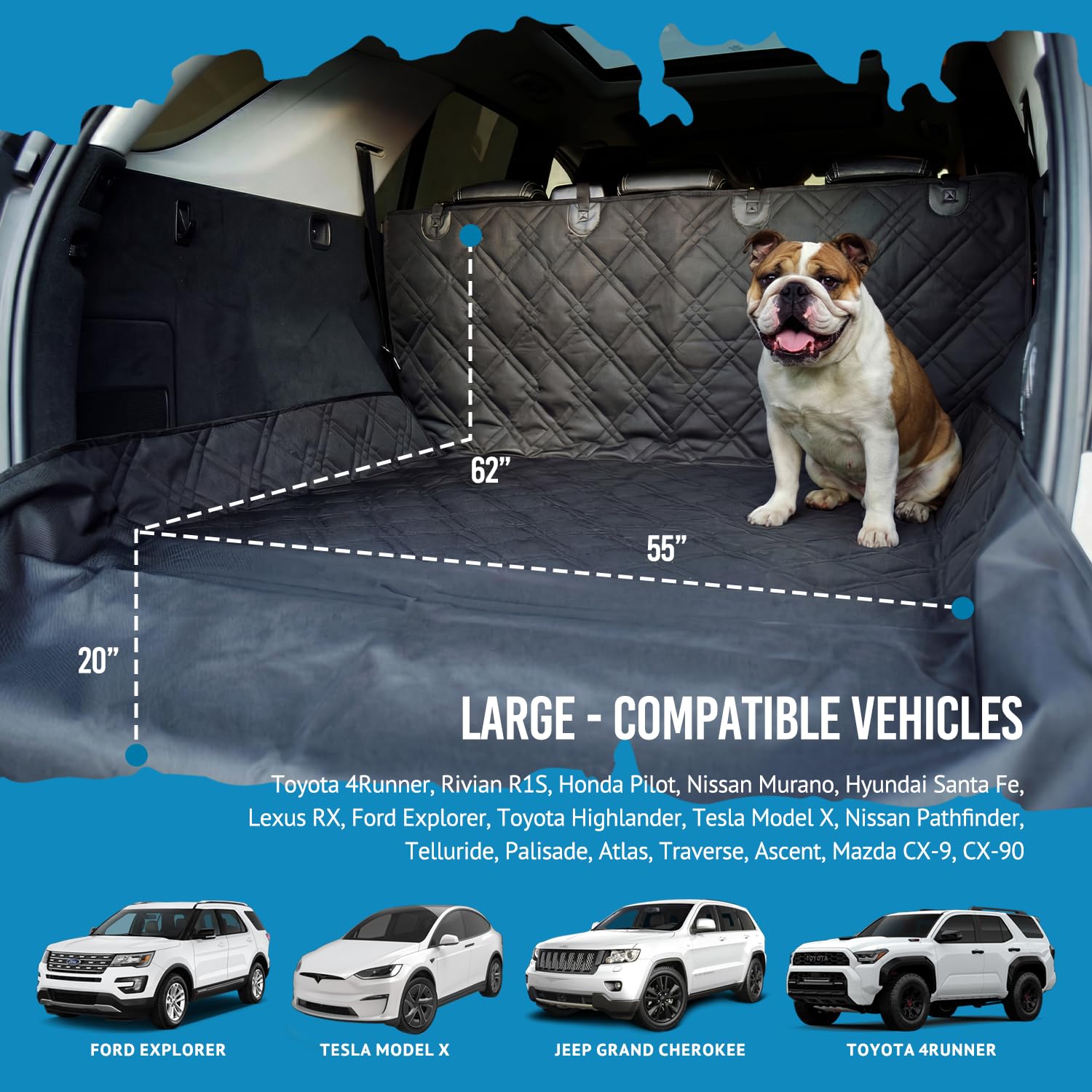 Bulldogology waterproof layers protect the cargo area from spills.