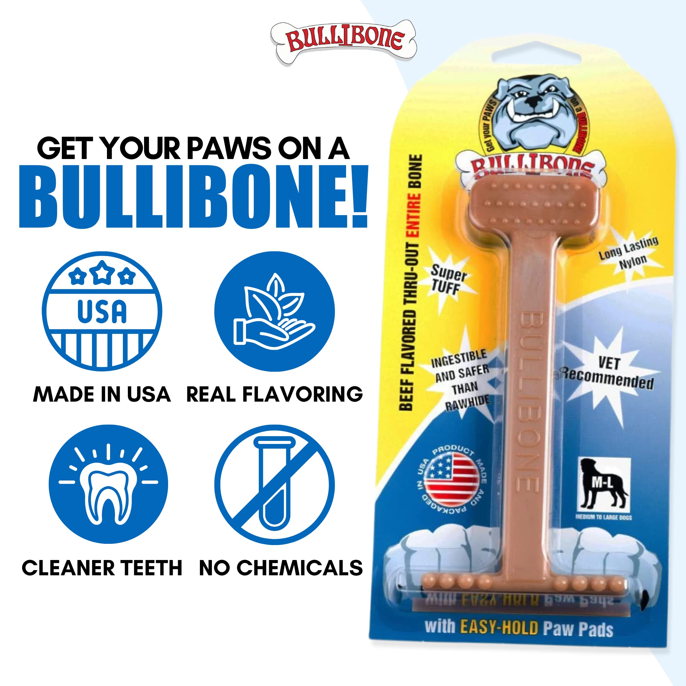 Bullibone easy-grip base provides comfortable handling for dogs.