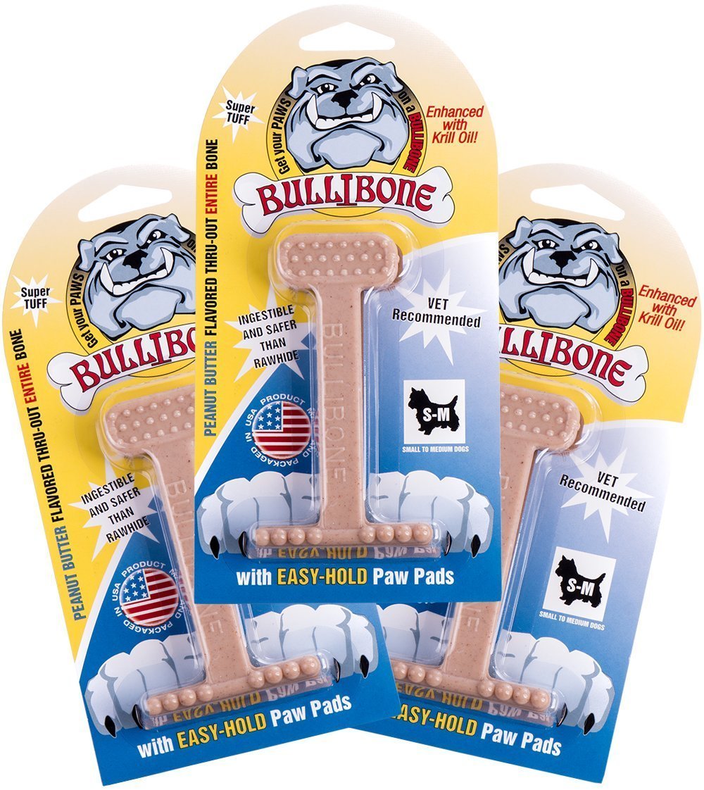 Bullibone indestructible nylon dog chew 3-pack; designed for powerful chewers.