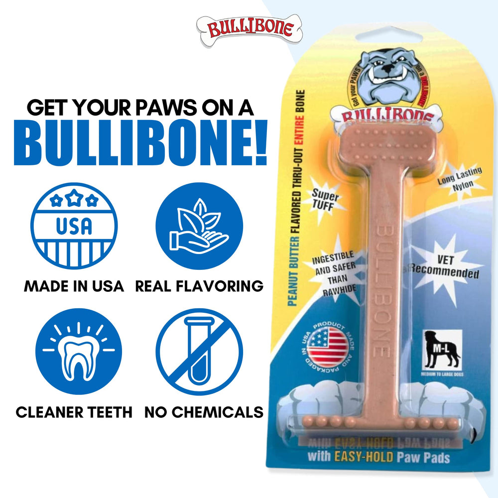 Bullibone nylon dog chew toy easy grip base for comfortable handling
