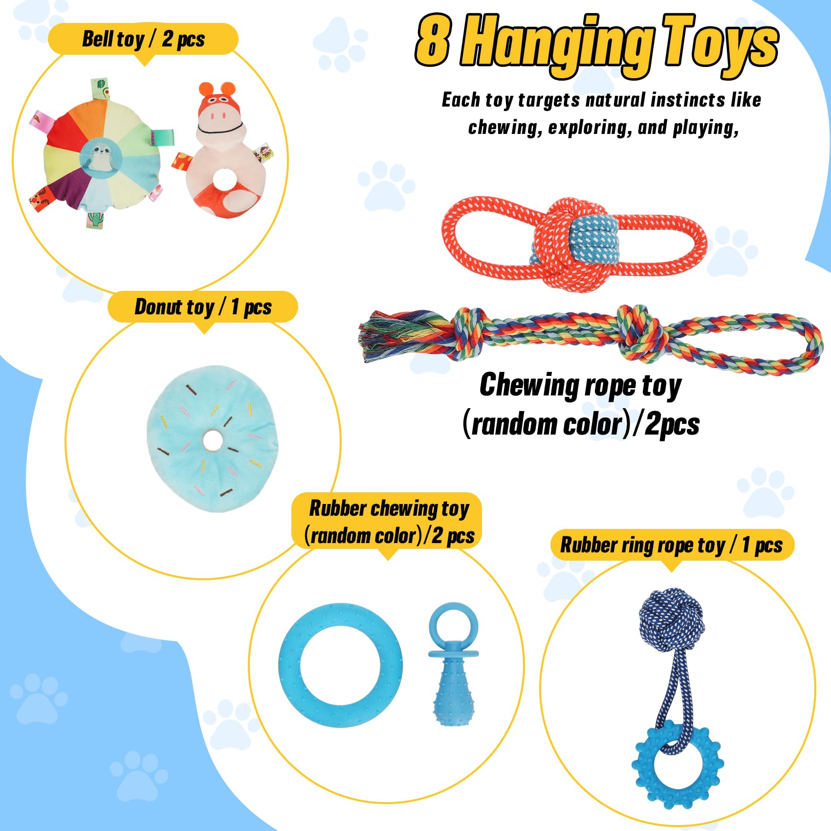 Bullro Puppy Play Gym with 8 toys for teething and exploration