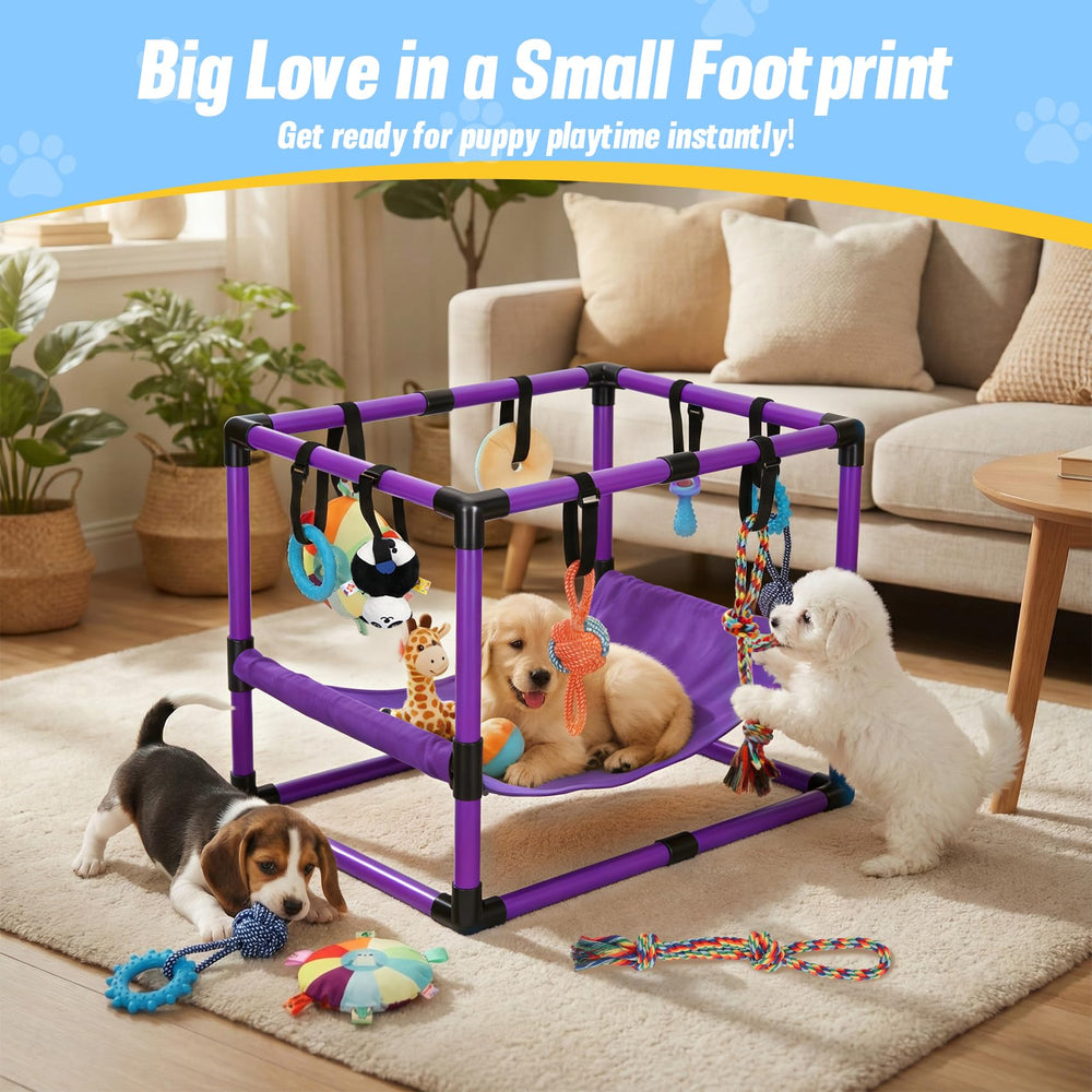 Bullro Purple Puppy Play Gym joy and engagement during indoor play
