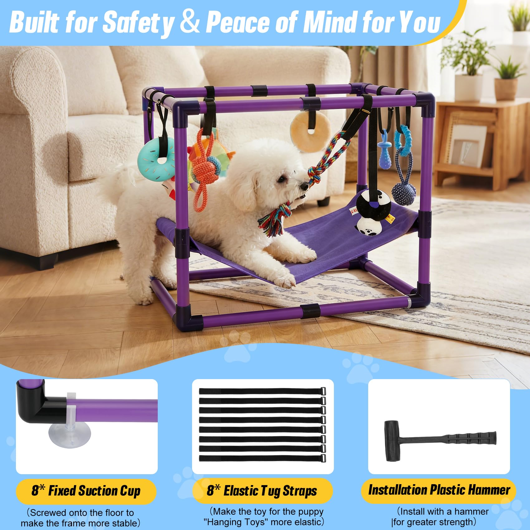 Bullro Purple Puppy Play Gym all-in-one enrichment center for pets