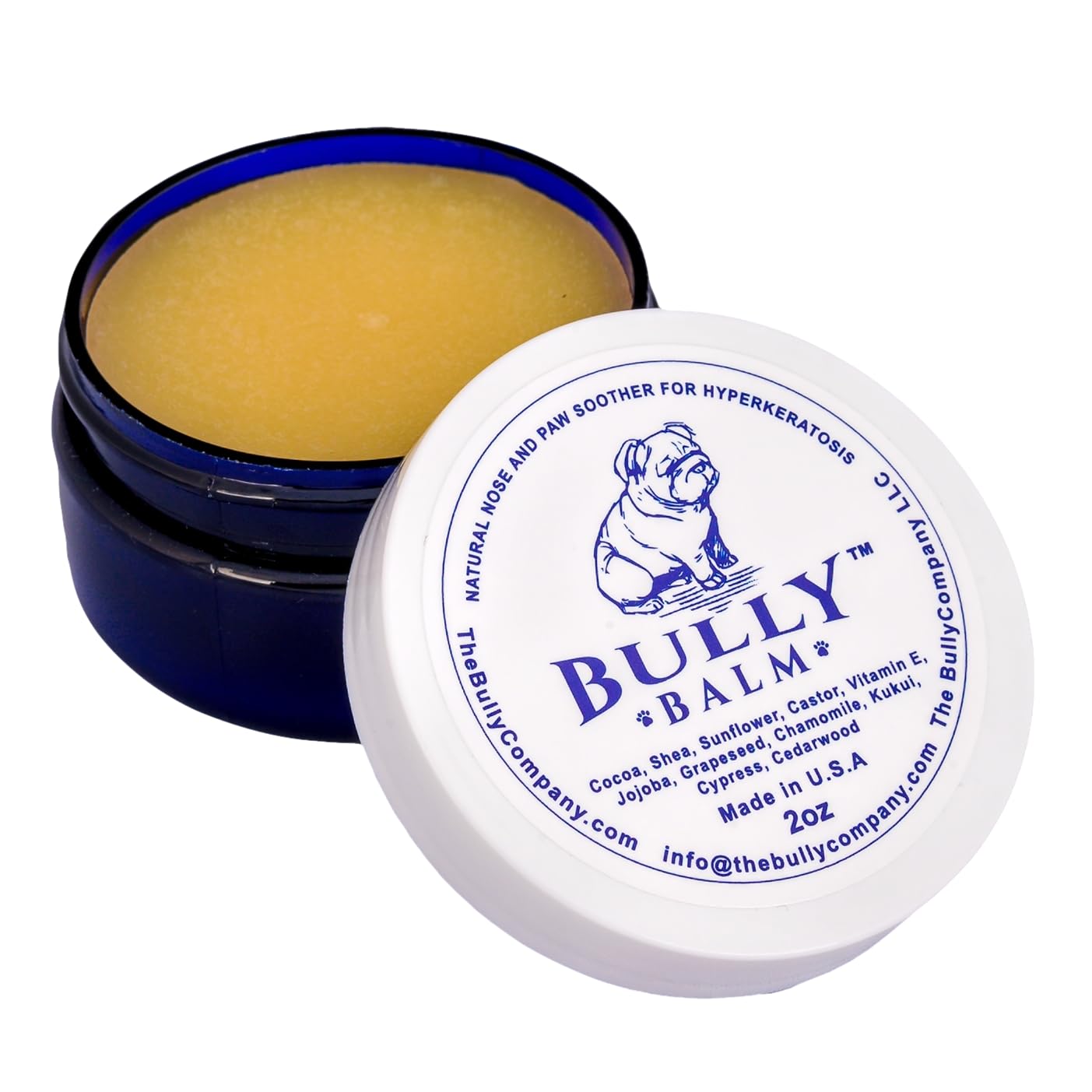 Bully Balm snout-application demonstrates gentle, natural care.