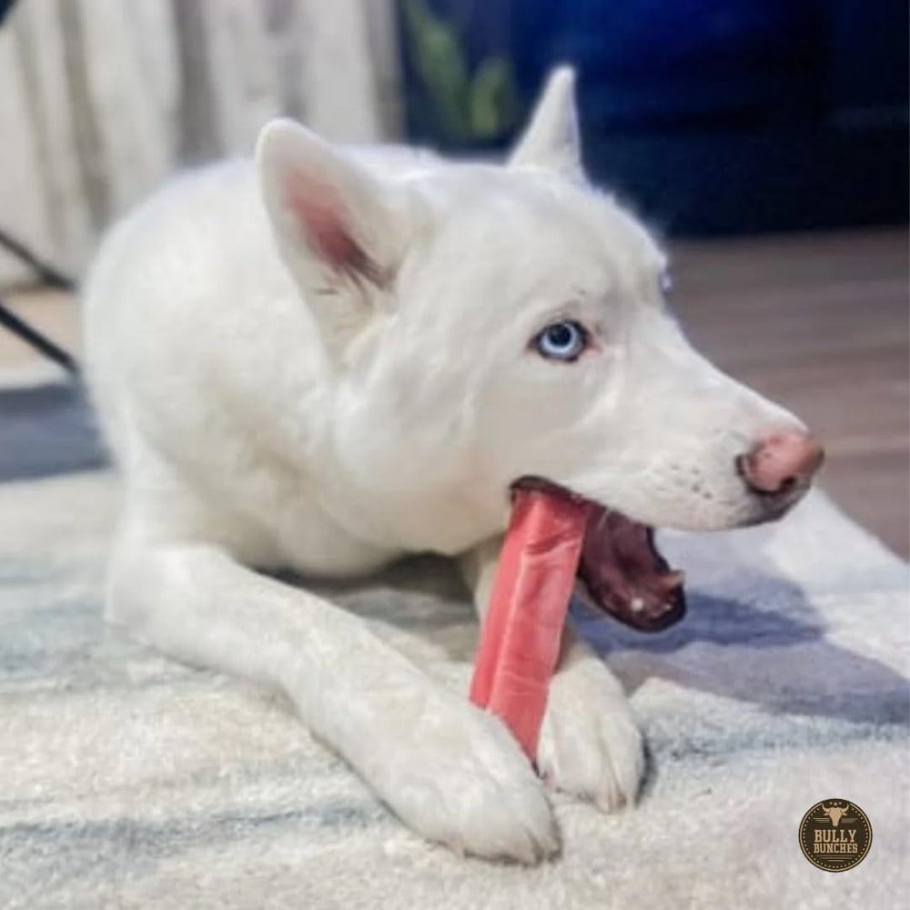 Bully Bunches strawberry flavored yak-chew helps keep dogs engaged.