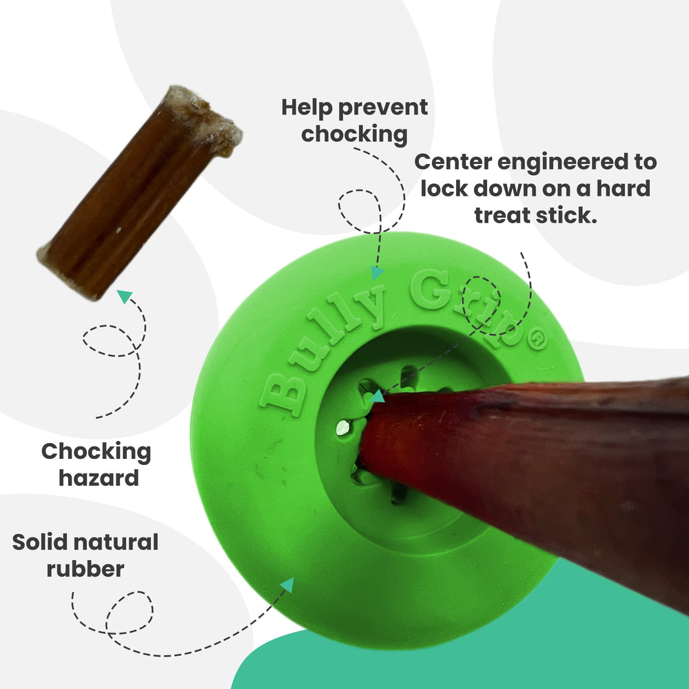 Bully Grip in-use twist action demonstrates easy attachment to a bully stick