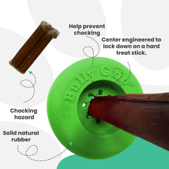 Bully Grip in-use twist action demonstrates easy attachment to a bully stick