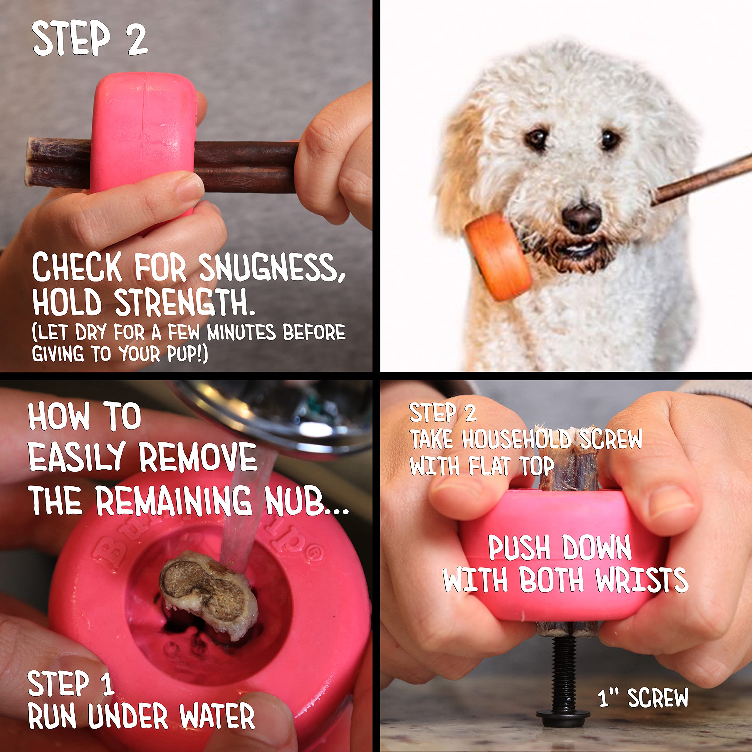 Bully Grip treat dispenser function image highlights slow feeding potential