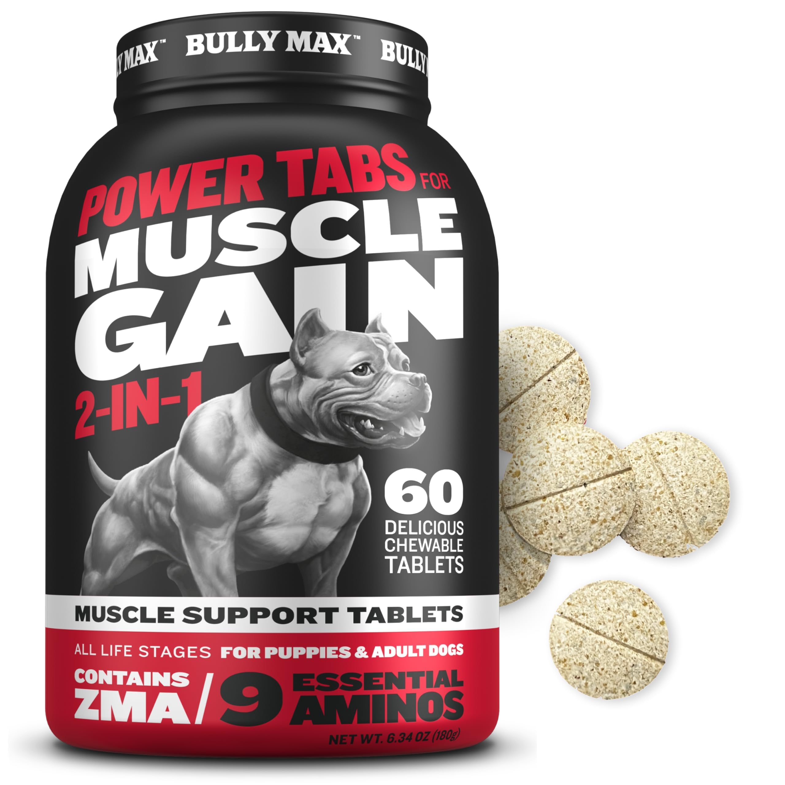 Bully Max 2-in-1 chewable for puppies boosting growth and vitality.