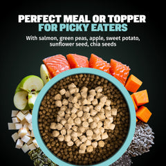 Bully Max chicken-salmon topper blends real meat with fruits and veggies.