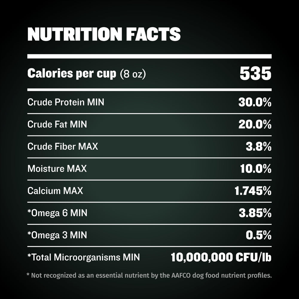 Formula free from corn, wheat, soy, and artificial additives.