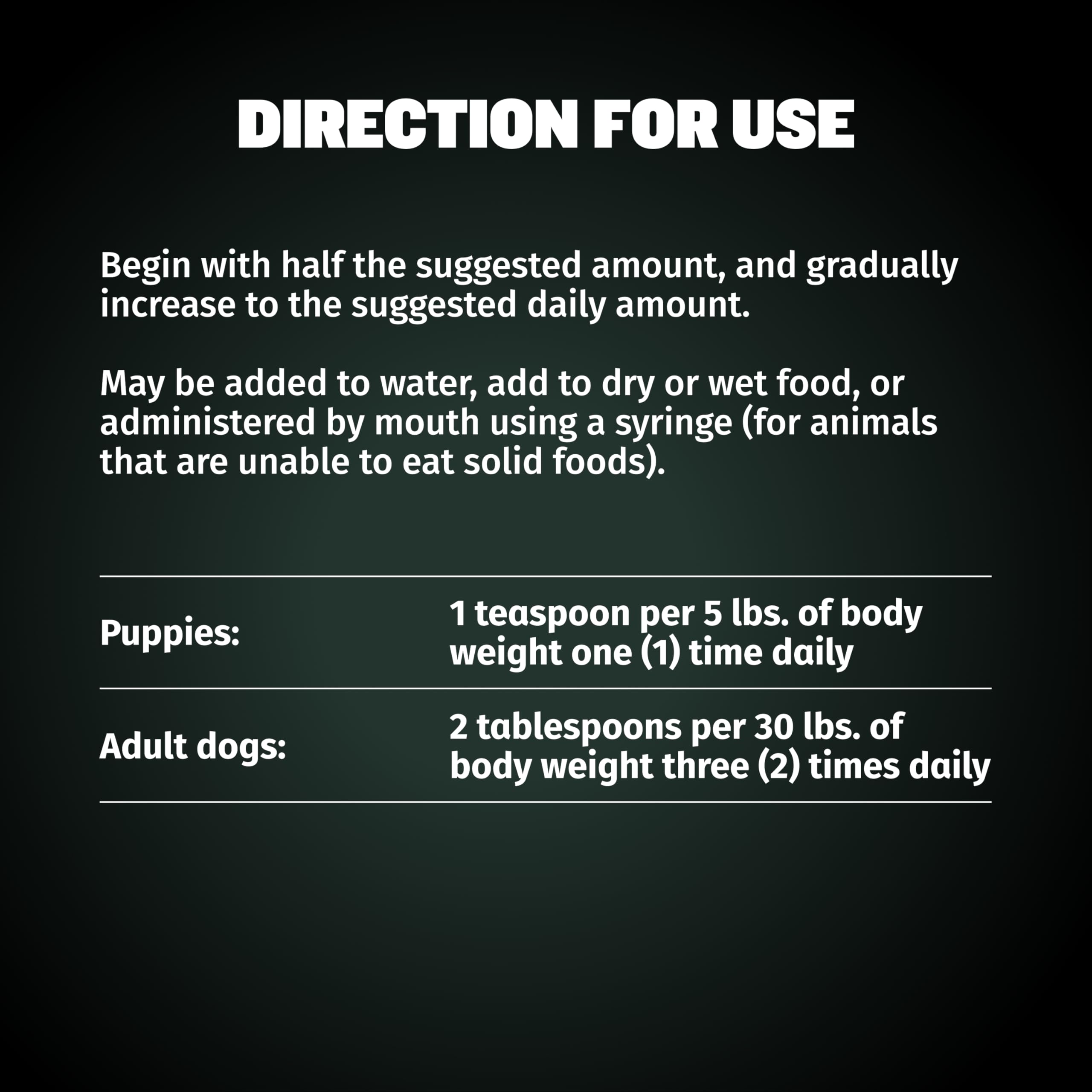 Bully Max Liquid Weight Gainer as a dog food topper adding calories without altering meals.