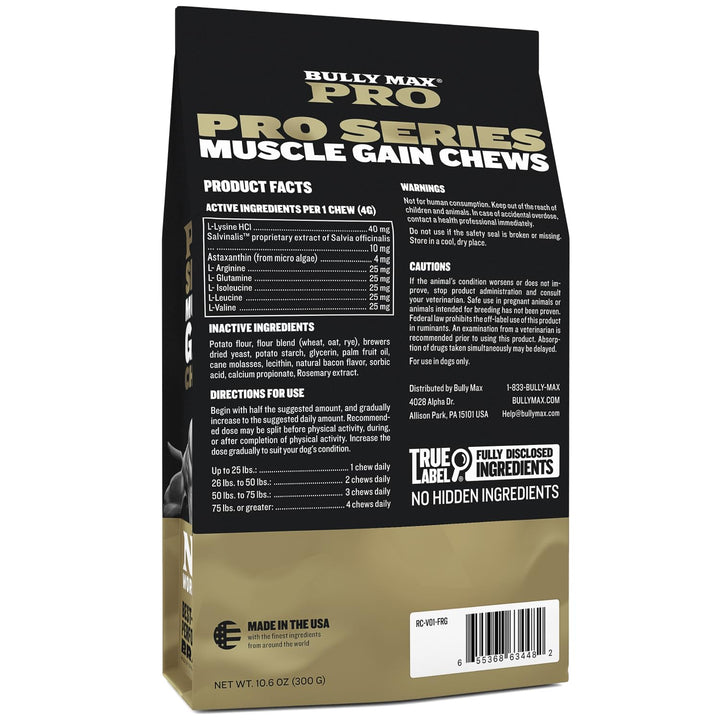 Closeup of Bully Max Muscle Gain soft chews shows chewy texture for easy feeding.