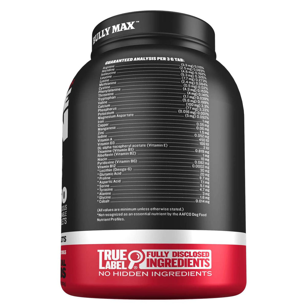 Bully Max Power Tabs vet-seal signals trusted canine supplementation.